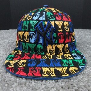 New York Yankees Hat Cap Fitted Mens 7 MLB Baseball Multi Print New Era NYC